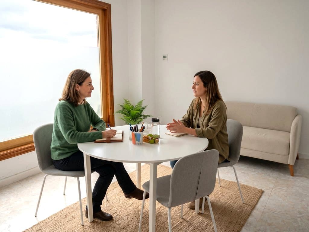 Profesional realizando una valoración multidisciplinar en Centro Armonía, Ponteareas